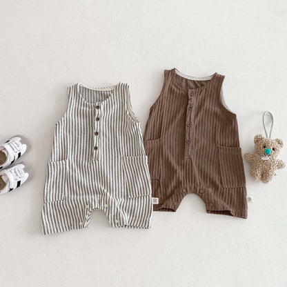 ノースリーブジャンプスーツ ストライプノースリーブジャンプスーツ【mh0010334】