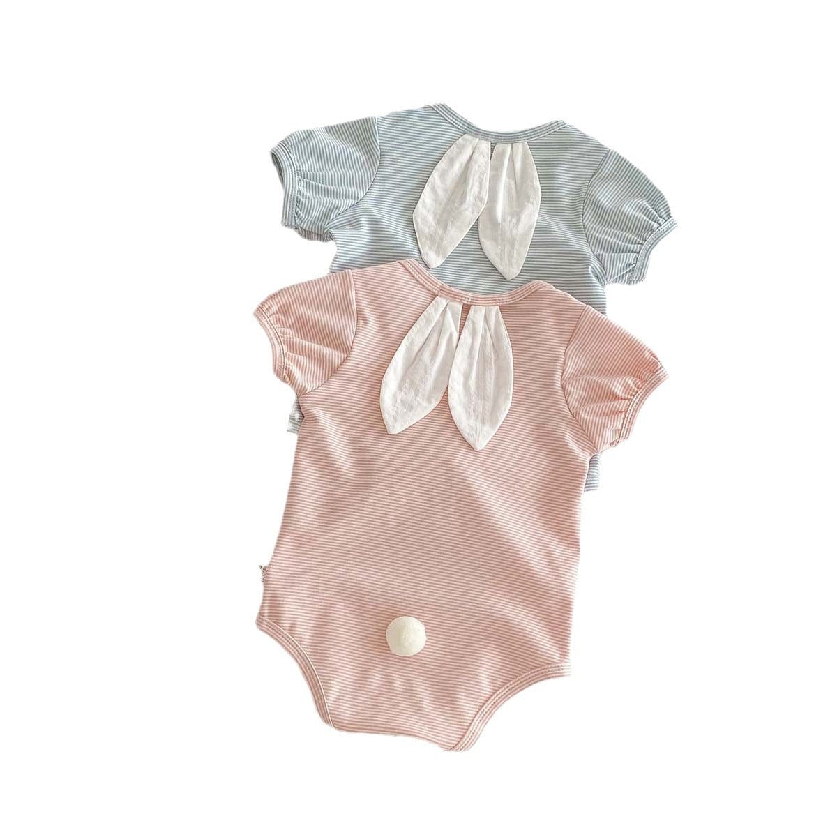 半袖ロンパース うさ耳ボーダー半袖ロンパース【mh0010337】