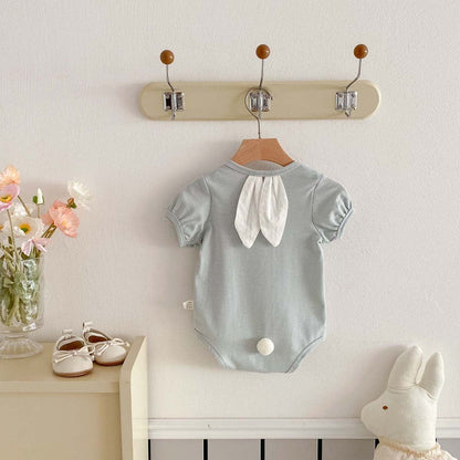 半袖ロンパース うさ耳ボーダー半袖ロンパース【mh0010337】