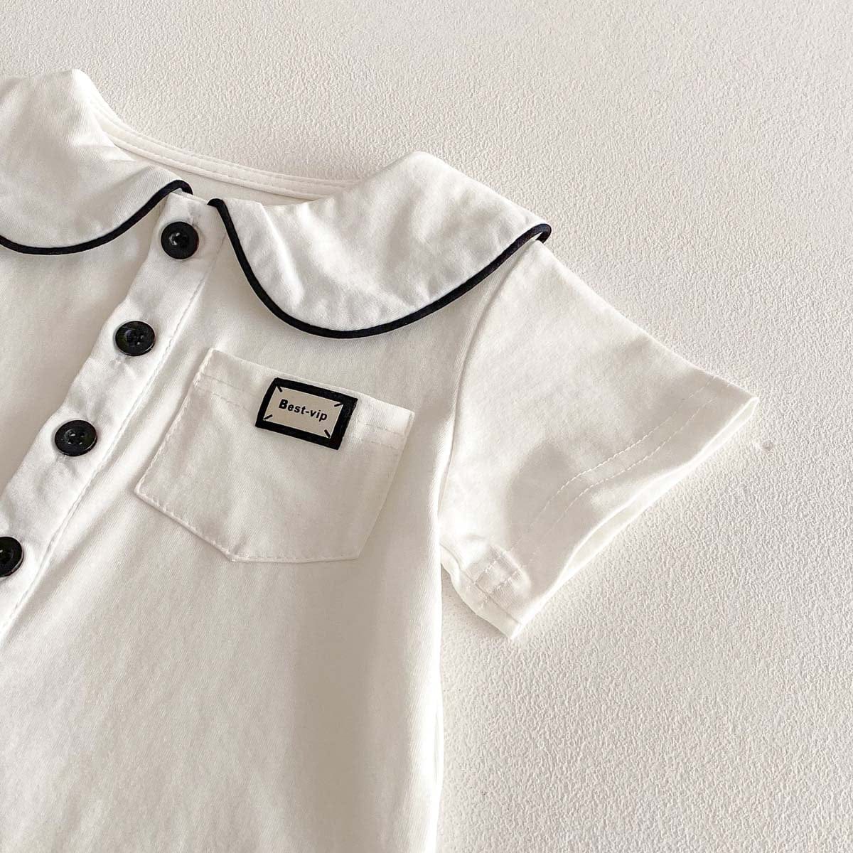 半袖ロンパース 丸襟半袖シャツロンパース【mh0010343】