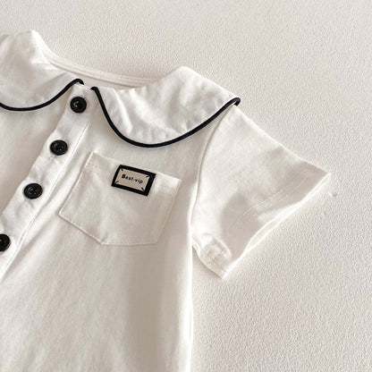 半袖ロンパース 丸襟半袖シャツロンパース【mh0010343】