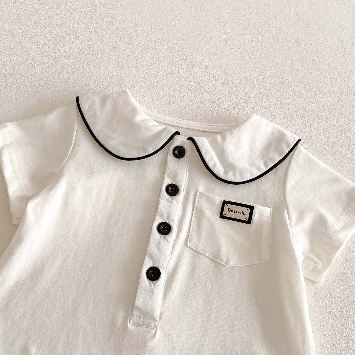 半袖ロンパース 丸襟半袖シャツロンパース【mh0010343】