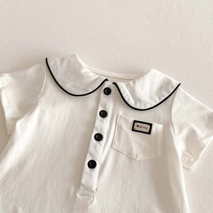 半袖ロンパース 丸襟半袖シャツロンパース【mh0010343】