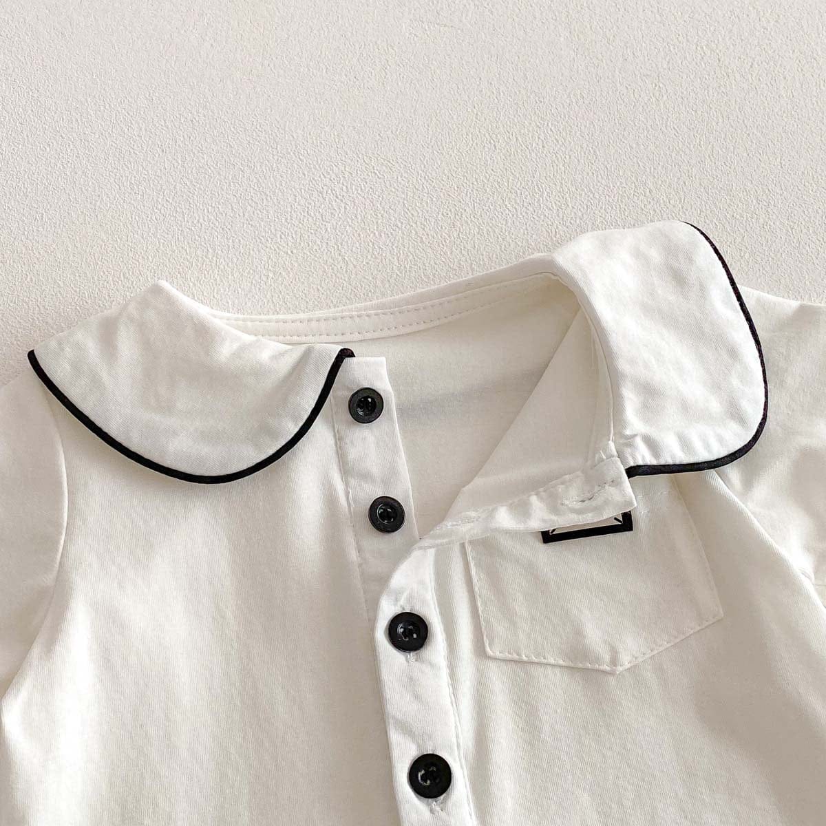 半袖ロンパース 丸襟半袖シャツロンパース【mh0010343】