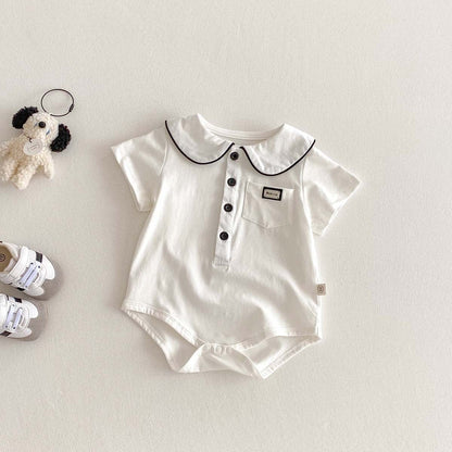 半袖ロンパース 丸襟半袖シャツロンパース【mh0010343】