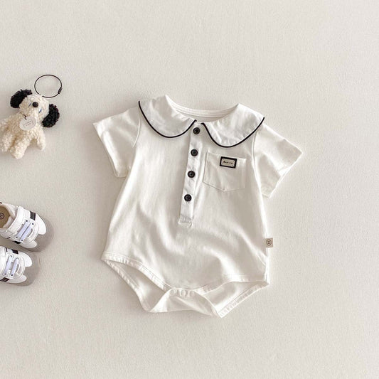 半袖ロンパース 丸襟半袖シャツロンパース【mh0010343】