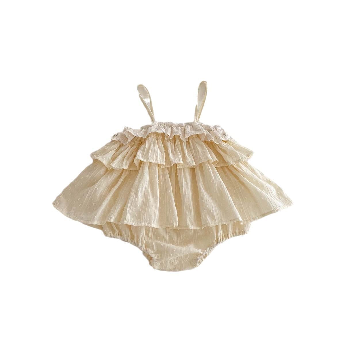 ノースリーブロンパース ティアードフリルキャミソールロンパース【mh0010345】