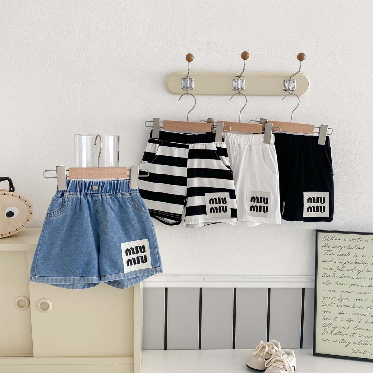 ハーフパンツ・ショートパンツ ボーダー/無地ビッグタグショートパンツ【mh0010347】