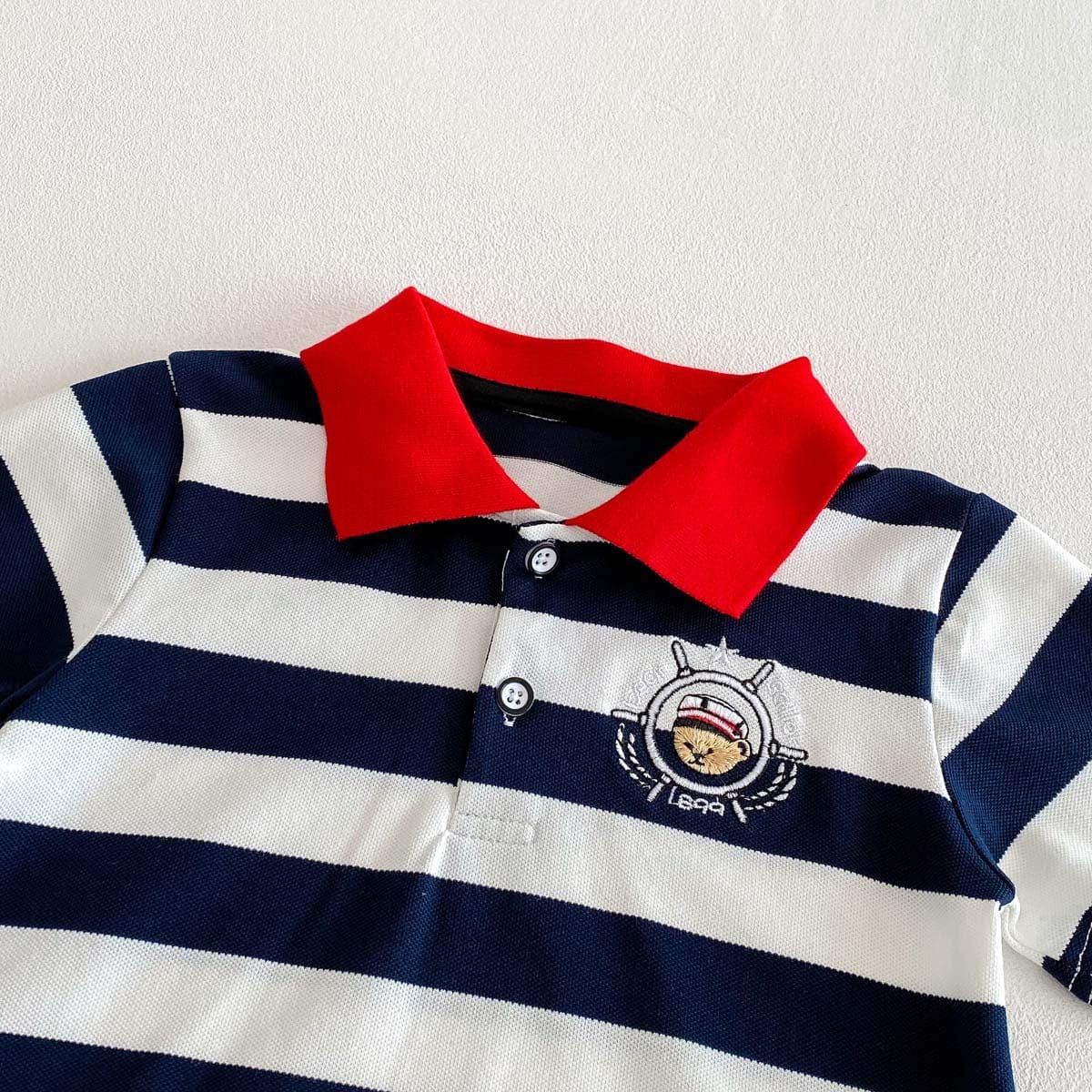 半袖シャツ・ブラウス ボーダーワンポイント刺繍半袖ポロシャツ【mh0010349】