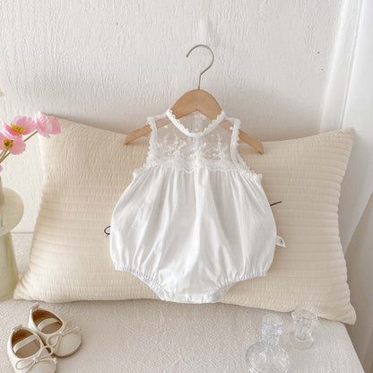 ノースリーブロンパース シアーレースドッキングノースリーブロンパース【mh0010350】