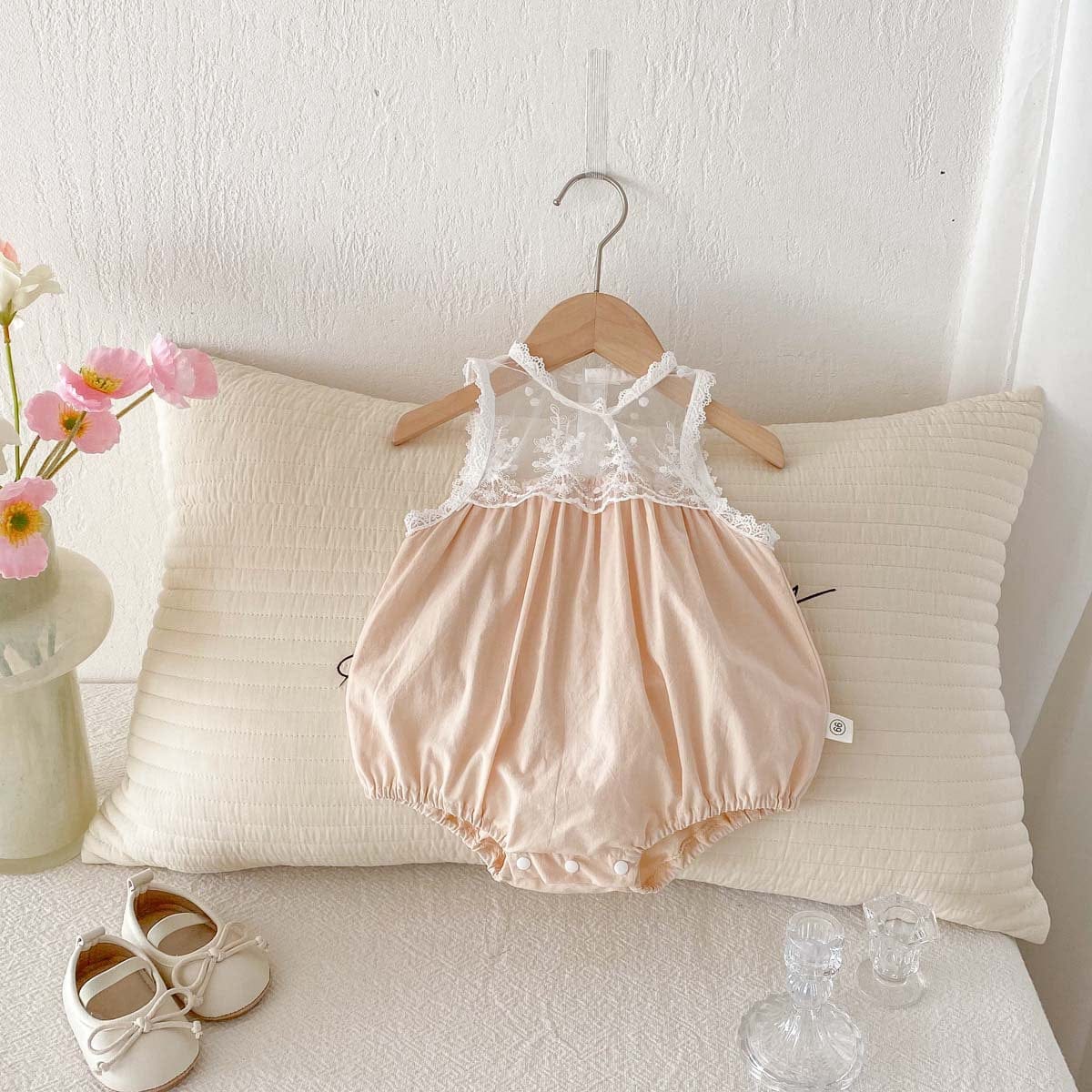 ノースリーブロンパース シアーレースドッキングノースリーブロンパース【mh0010350】