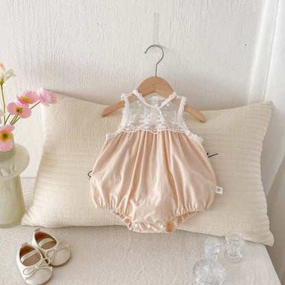 ノースリーブロンパース シアーレースドッキングノースリーブロンパース【mh0010350】