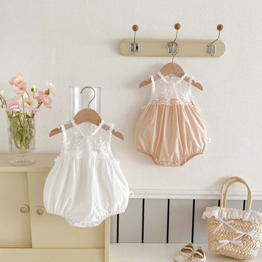 ノースリーブロンパース シアーレースドッキングノースリーブロンパース【mh0010350】