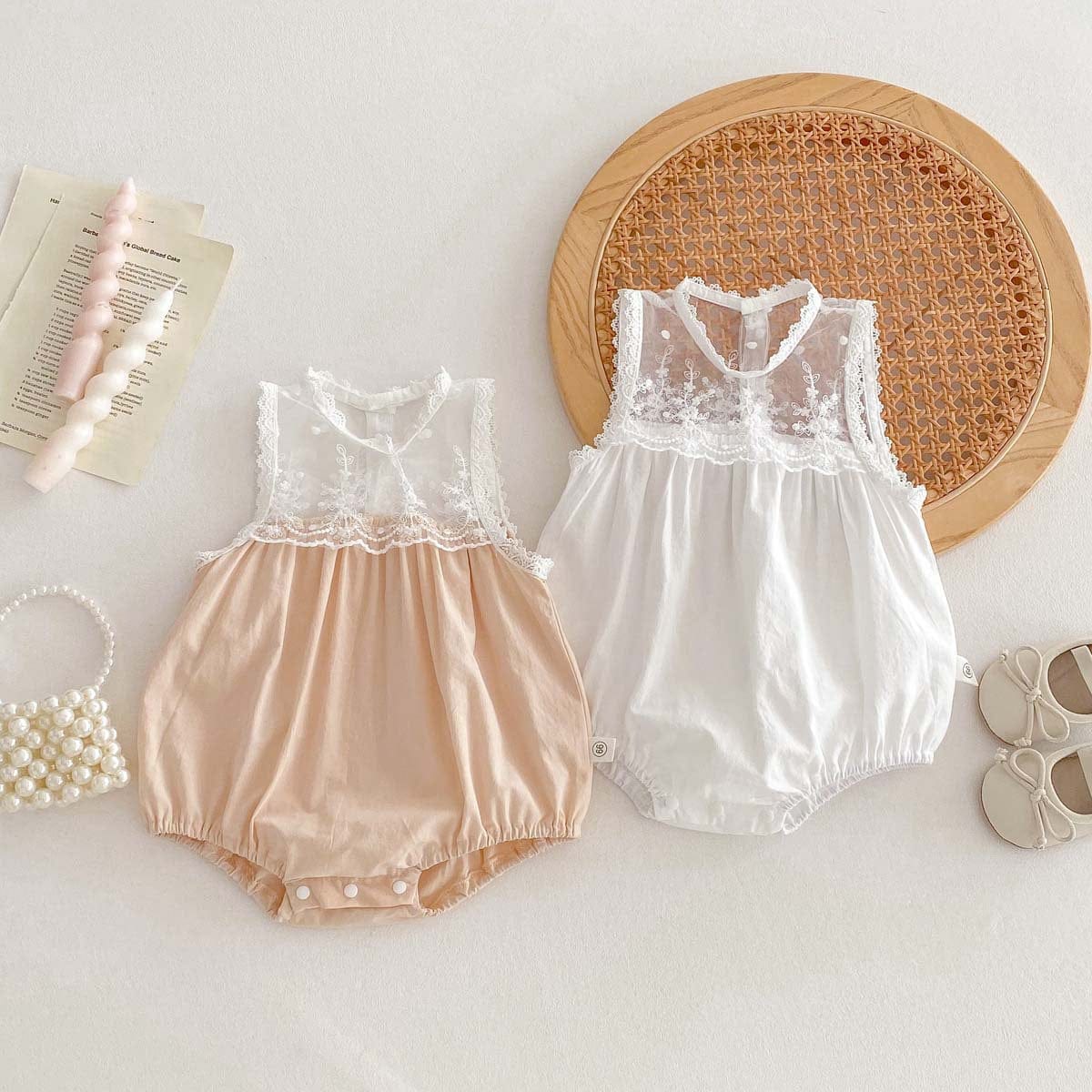 ノースリーブロンパース シアーレースドッキングノースリーブロンパース【mh0010350】