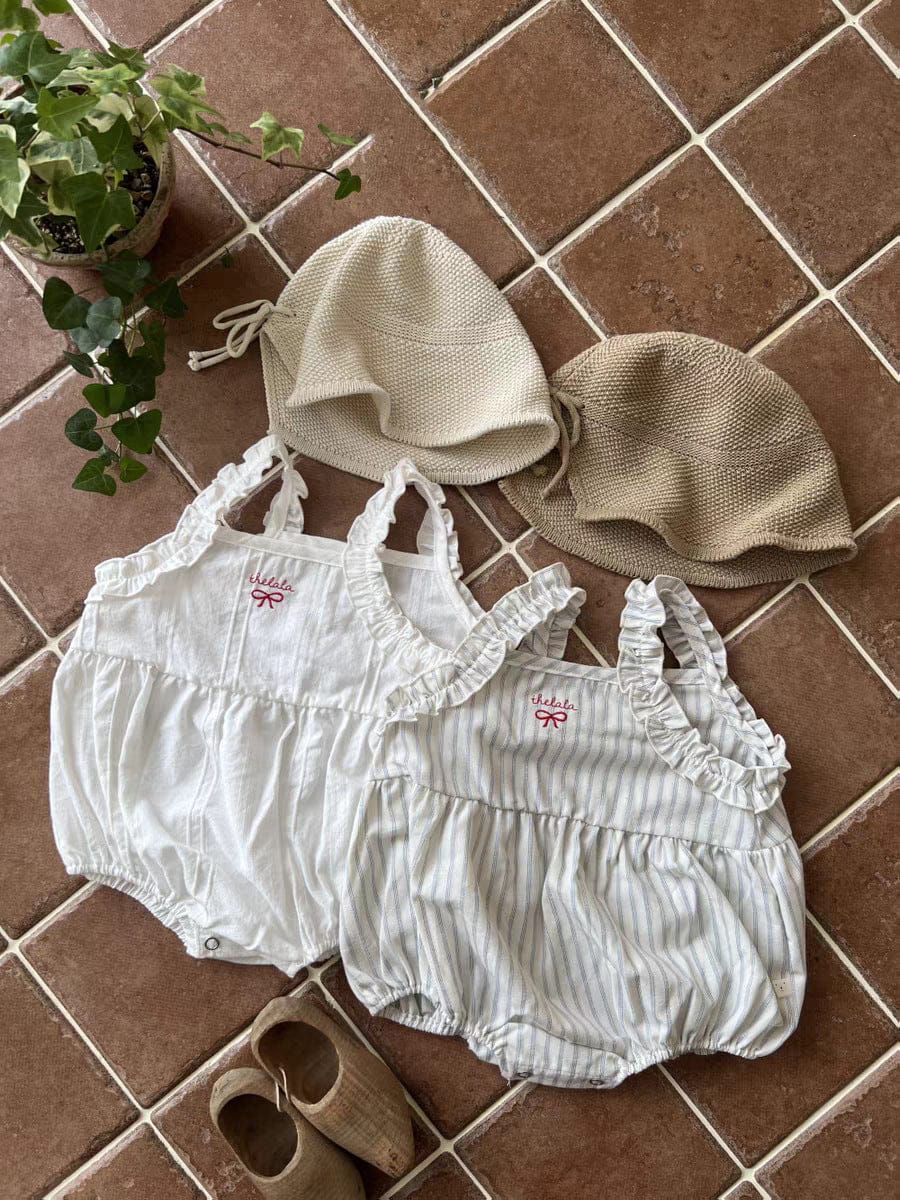 ノースリーブロンパース リボンショルダーフリルキャミソールロンパース【mh0010353】