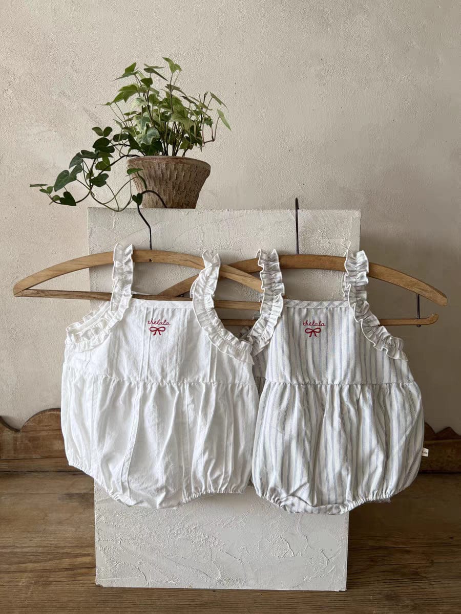 ノースリーブロンパース リボンショルダーフリルキャミソールロンパース【mh0010353】