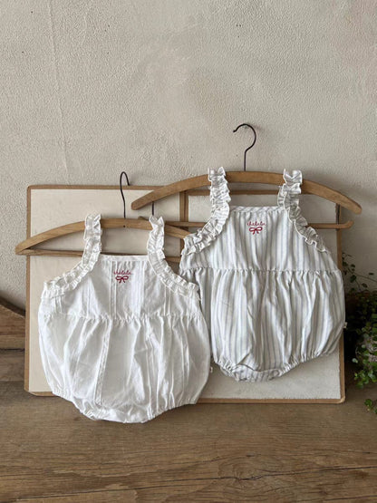 ノースリーブロンパース リボンショルダーフリルキャミソールロンパース【mh0010353】