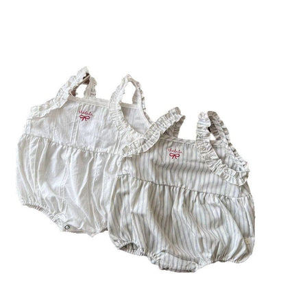 ノースリーブロンパース リボンショルダーフリルキャミソールロンパース【mh0010353】