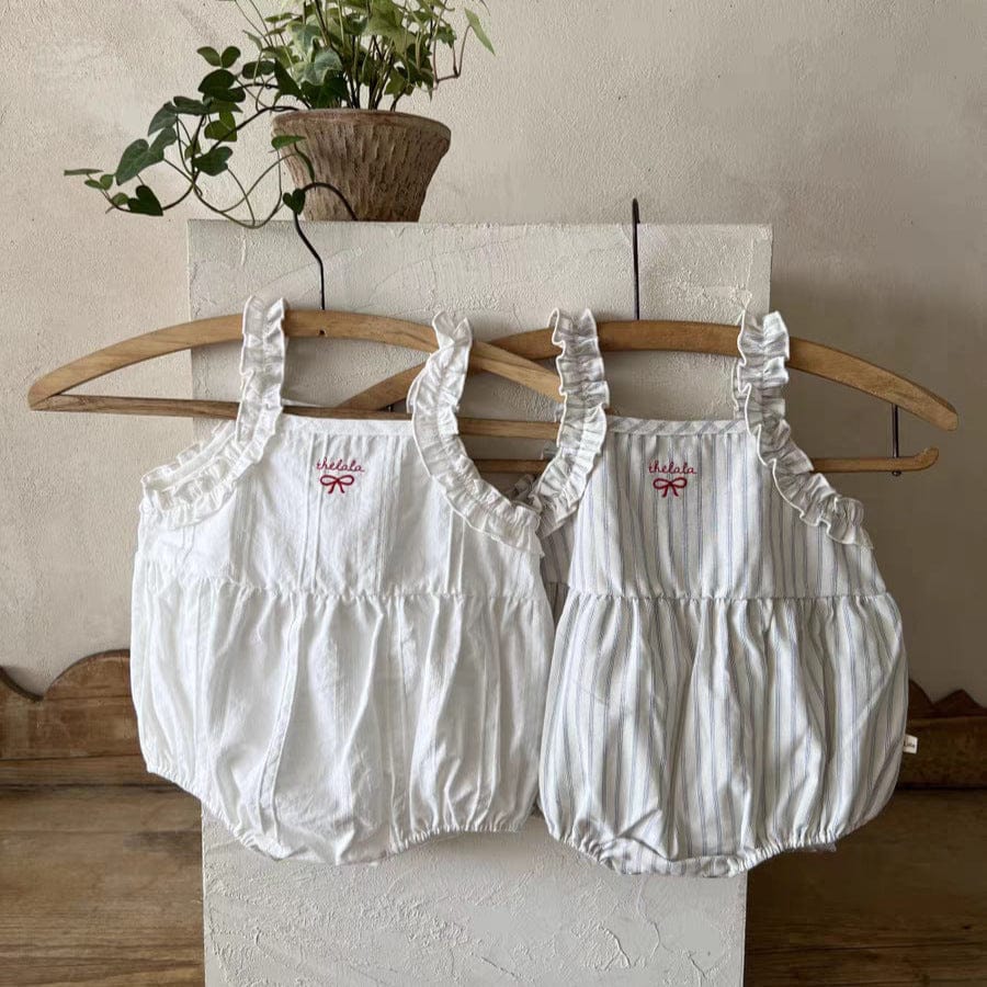 ノースリーブロンパース リボンショルダーフリルキャミソールロンパース【mh0010353】