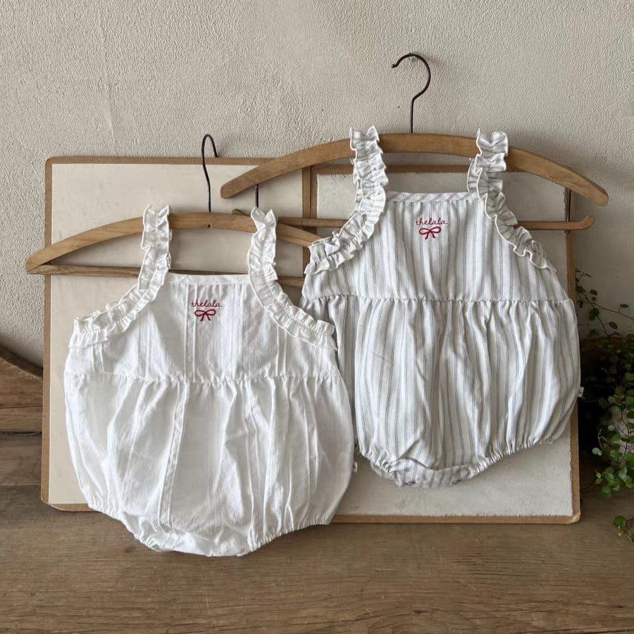 ノースリーブロンパース リボンショルダーフリルキャミソールロンパース【mh0010353】