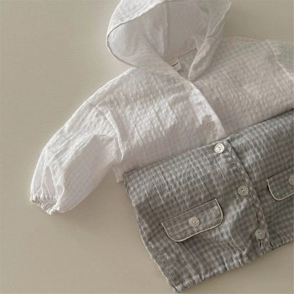 ショートコート・ジャケット・ジャンパー 薄手チェックフーディジャケット【mh0010355】