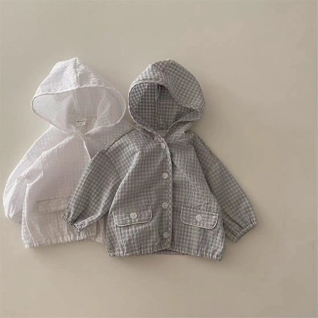 ショートコート・ジャケット・ジャンパー 薄手チェックフーディジャケット【mh0010355】