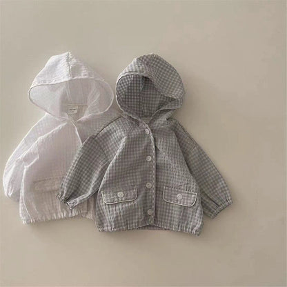 ショートコート・ジャケット・ジャンパー 薄手チェックフーディジャケット【mh0010355】