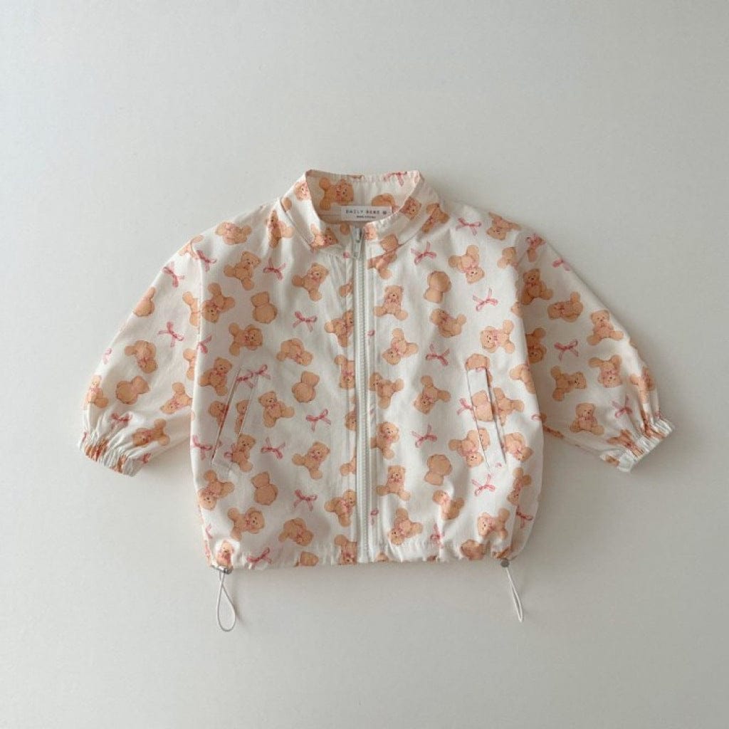 ショートコート・ジャケット・ジャンパー ベアくま/うさぎプリントドロストウィンドブレーカージャケット【mh0010362】