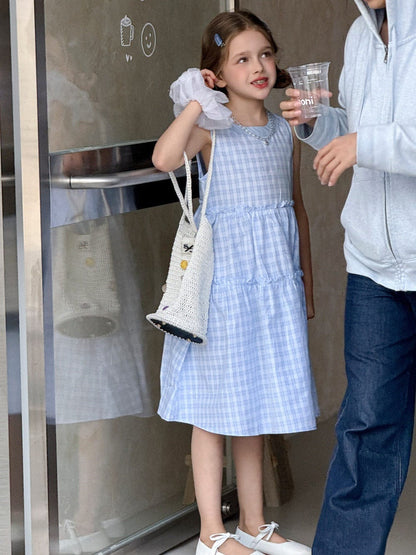 ノースリーブワンピース チェックノースリーブガーリーワンピース【mh0010378】