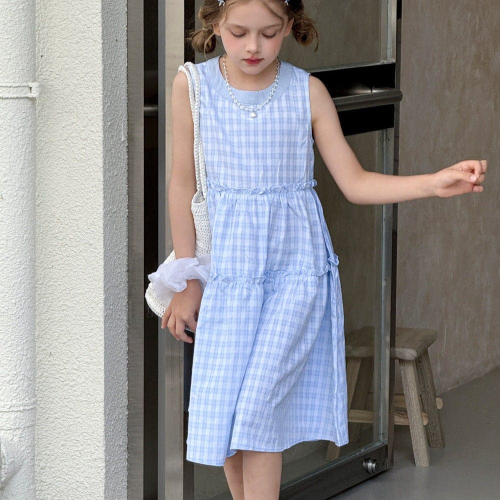 ノースリーブワンピース チェックノースリーブガーリーワンピース【mh0010378】