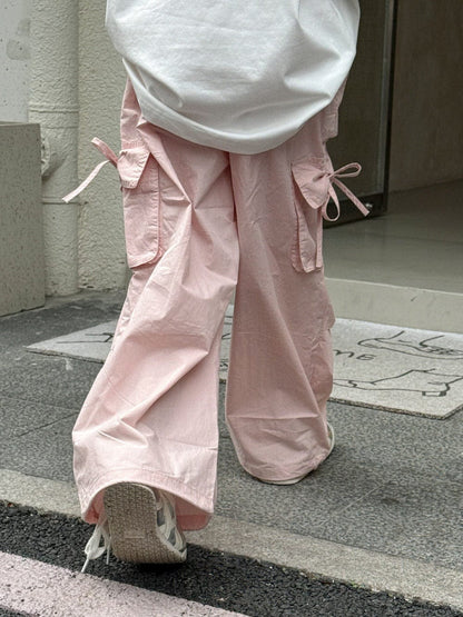 ロングパンツ・スウェットパンツ リボンポケットピンクカーゴパンツ【mh0010379】