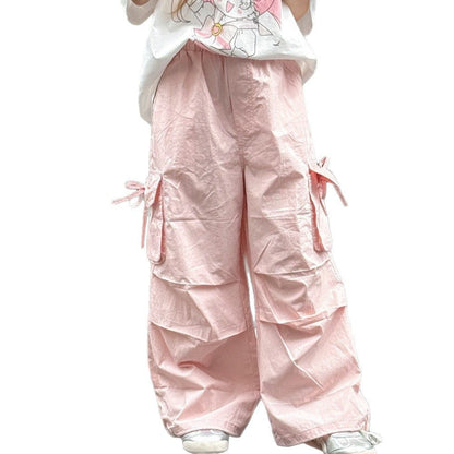 ロングパンツ・スウェットパンツ リボンポケットピンクカーゴパンツ【mh0010379】