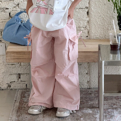 ロングパンツ・スウェットパンツ リボンポケットピンクカーゴパンツ【mh0010379】