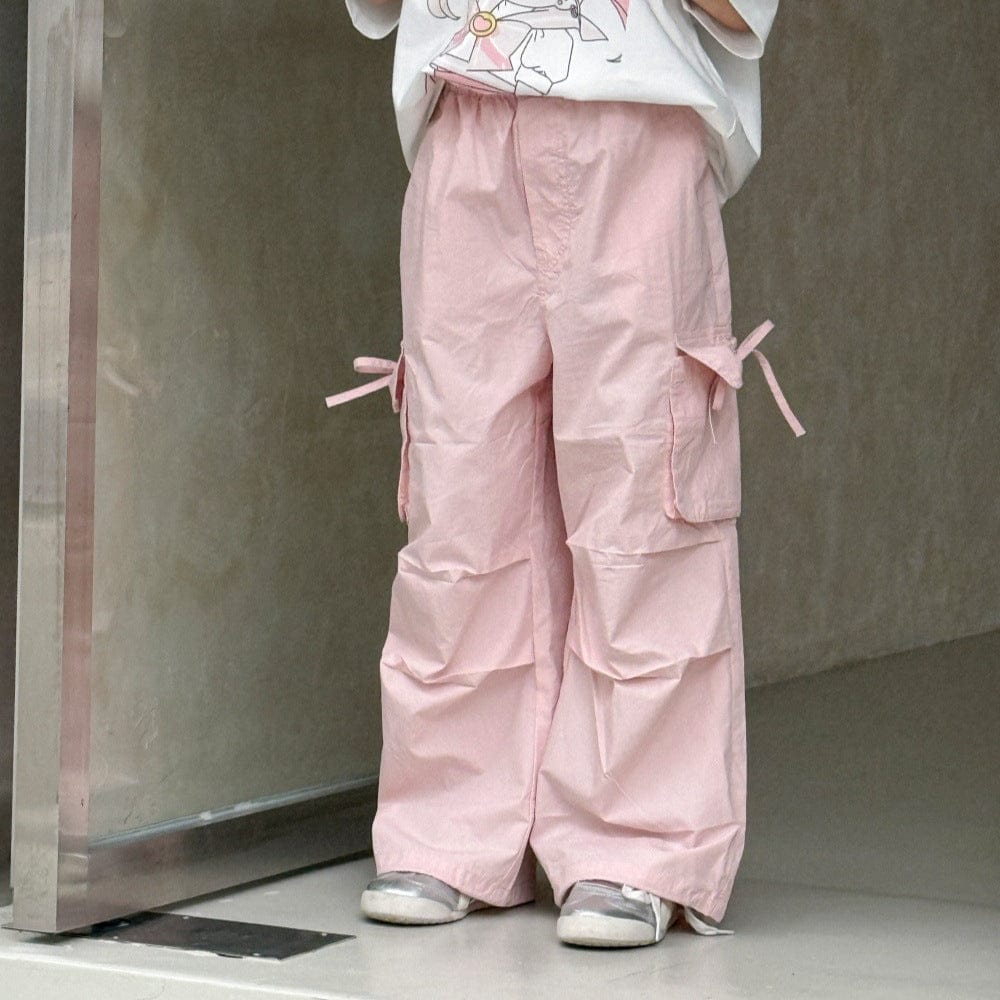 ロングパンツ・スウェットパンツ リボンポケットピンクカーゴパンツ【mh0010379】