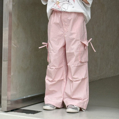 ロングパンツ・スウェットパンツ リボンポケットピンクカーゴパンツ【mh0010379】