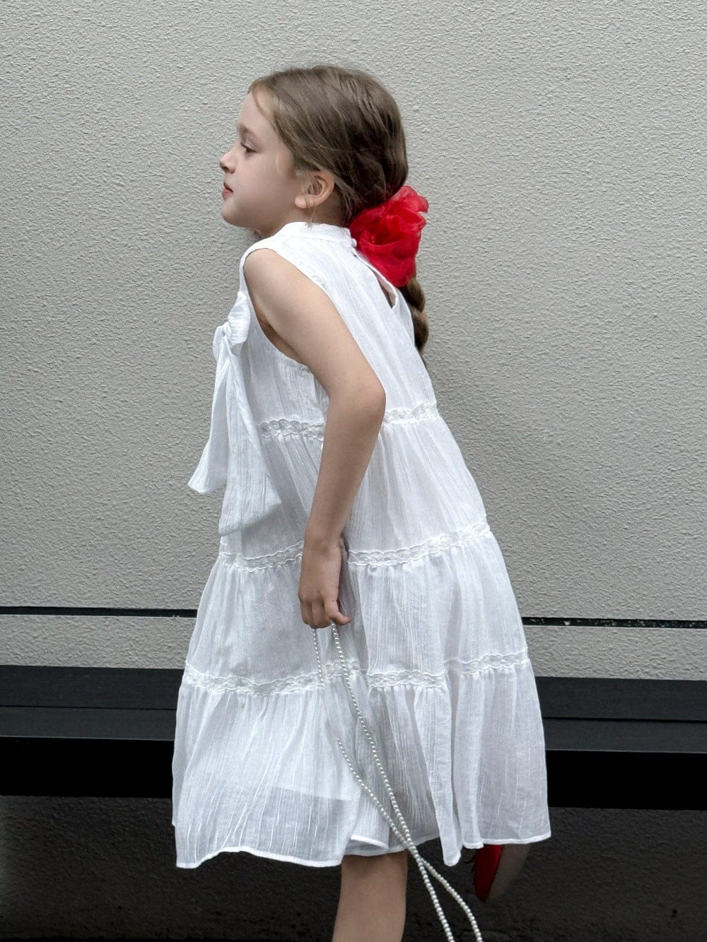 タンクトップ・キャミソール・ノースリーブトップス ビッグリボンノースリーブサマードレスワンピース【mh0010380】