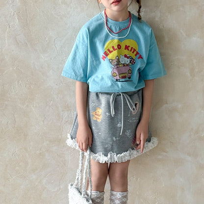 スカート 裾フリルプリントスウェットスカート【mh0010382】