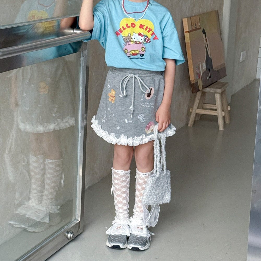 スカート 裾フリルプリントスウェットスカート【mh0010382】