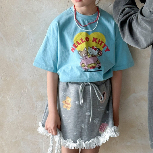 スカート 裾フリルプリントスウェットスカート【mh0010382】