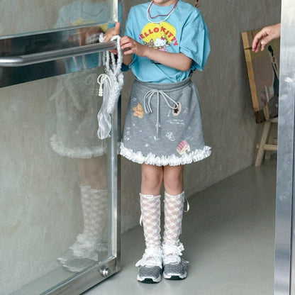 スカート 裾フリルプリントスウェットスカート【mh0010382】