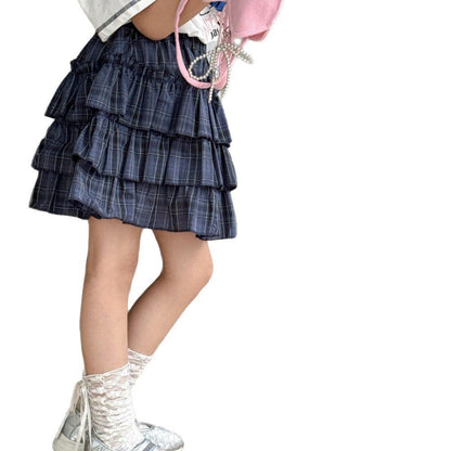 スカート チェックティアードケーキスカート【mh0010383】