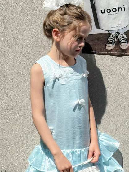 ノースリーブワンピース リボン裾ダブルフリルノースリーブワンピース【mh0010384】