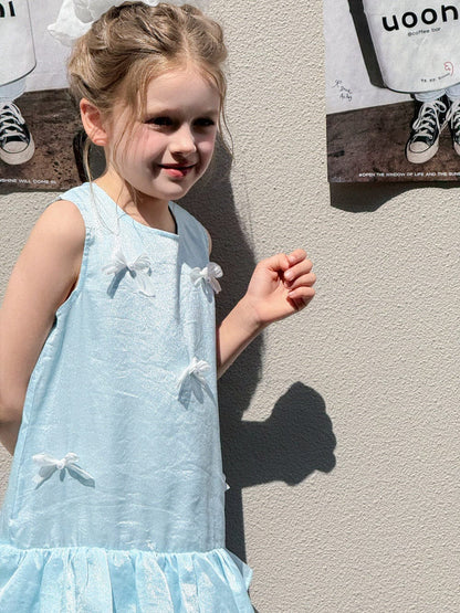 ノースリーブワンピース リボン裾ダブルフリルノースリーブワンピース【mh0010384】