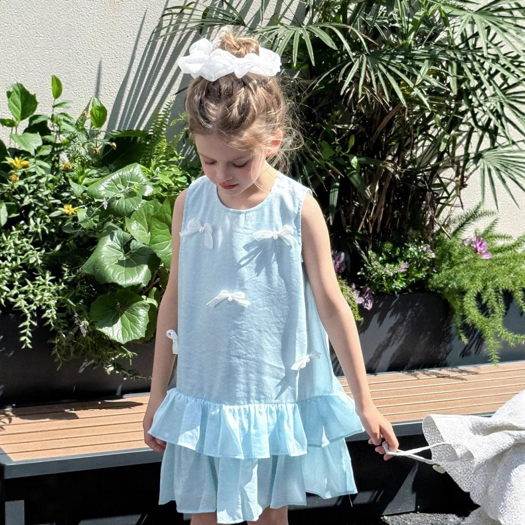 ノースリーブワンピース リボン裾ダブルフリルノースリーブワンピース【mh0010384】