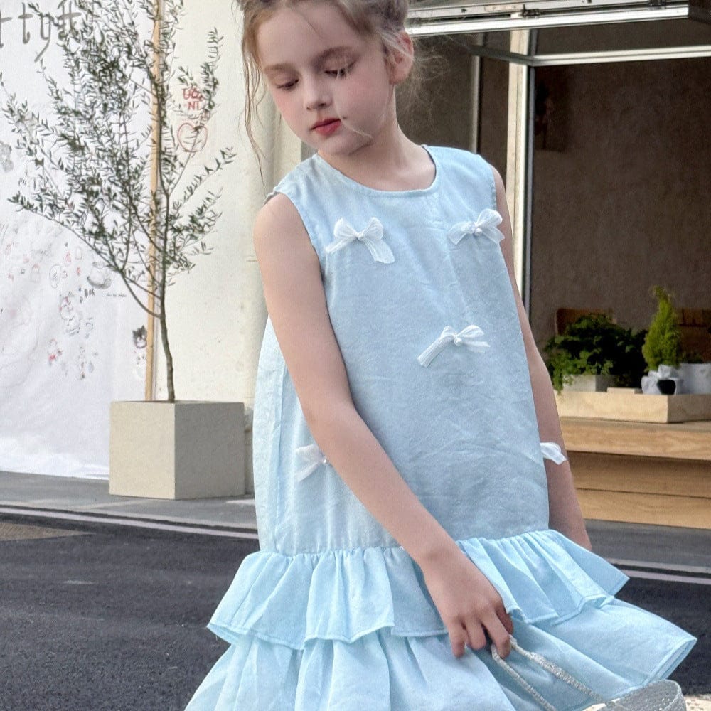 ノースリーブワンピース リボン裾ダブルフリルノースリーブワンピース【mh0010384】