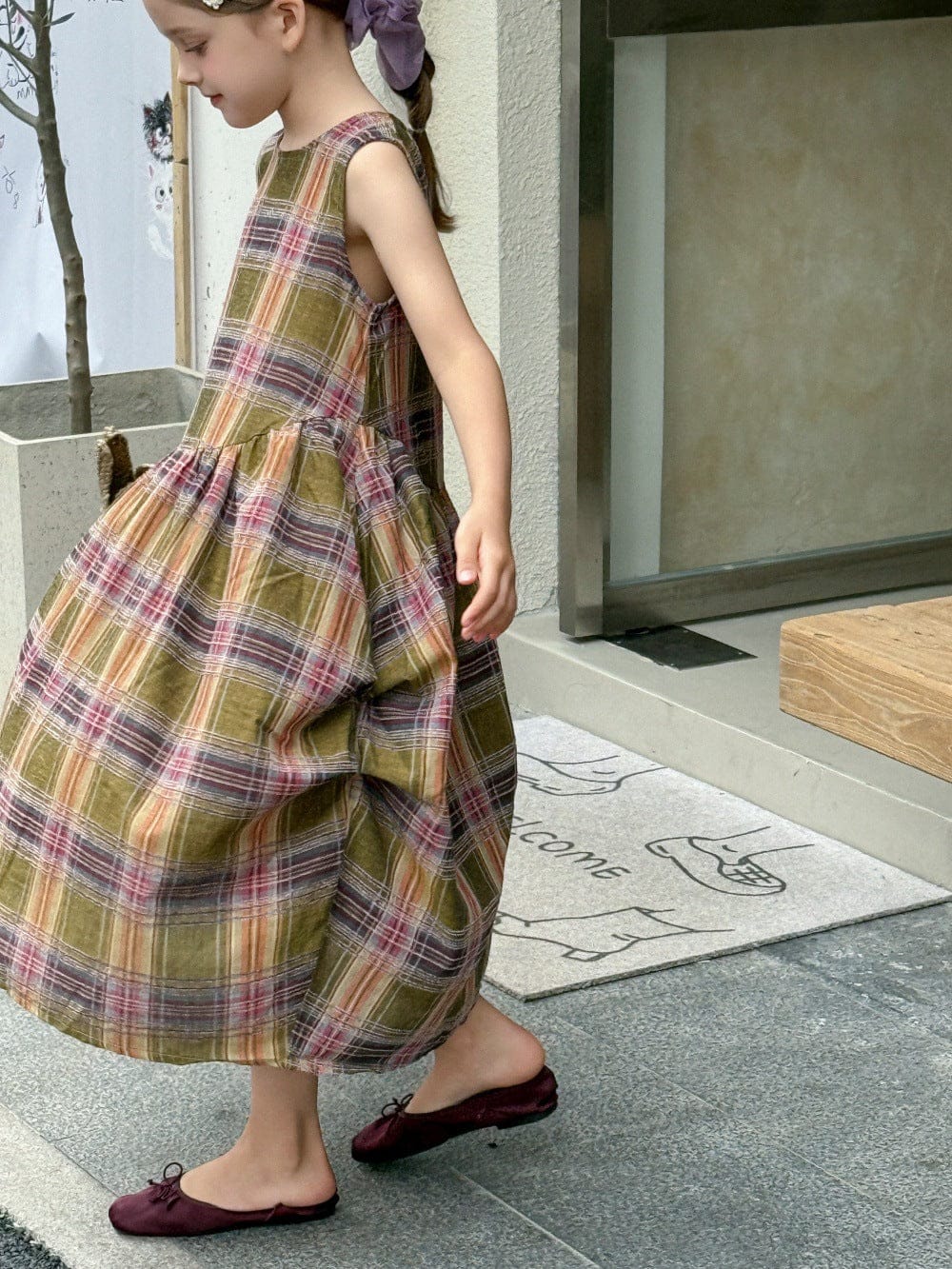 ノースリーブワンピース レトロチェックノースリーブワンピース【mh0010386】