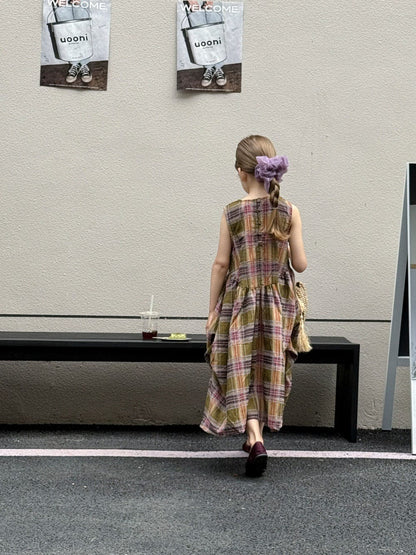 ノースリーブワンピース レトロチェックノースリーブワンピース【mh0010386】
