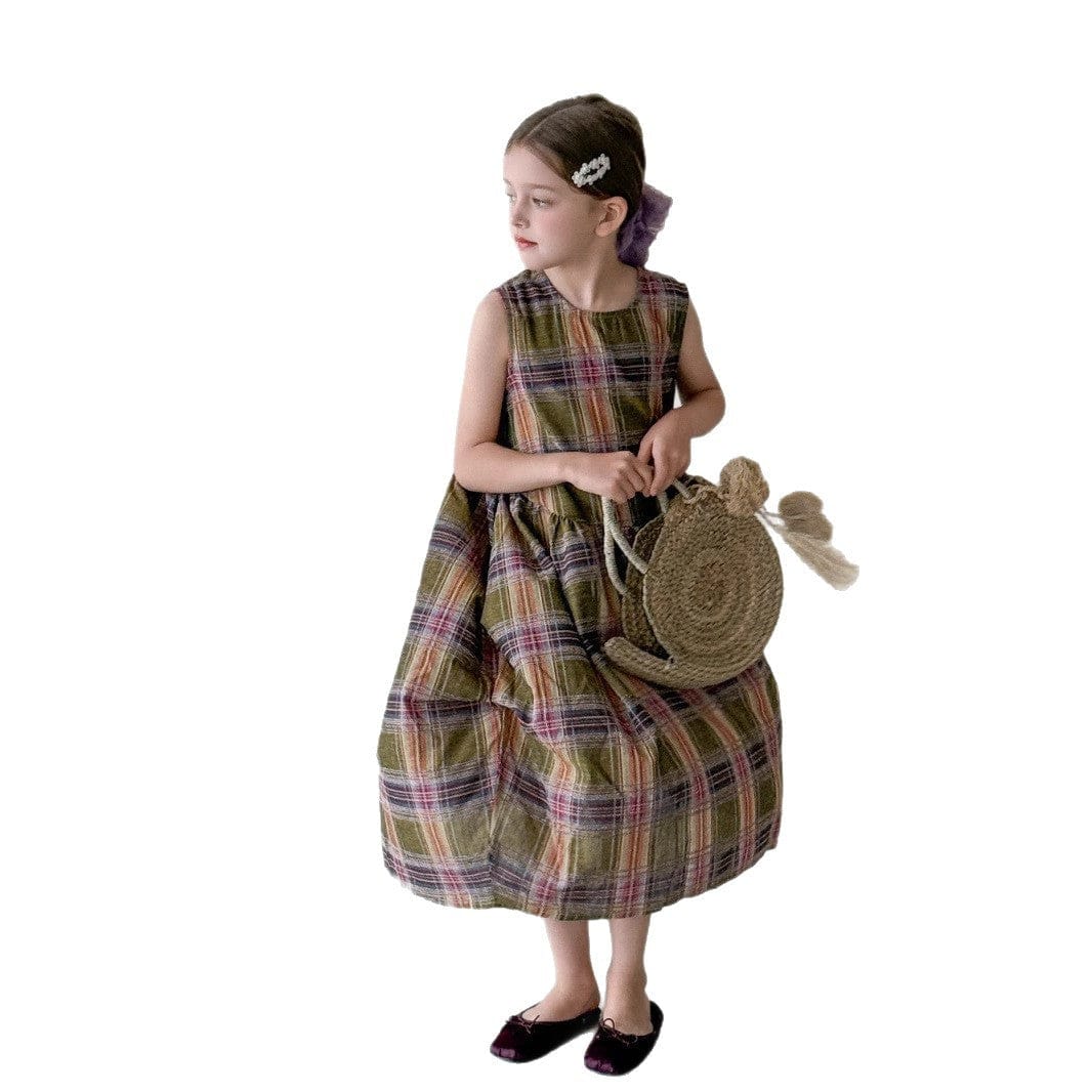 ノースリーブワンピース レトロチェックノースリーブワンピース【mh0010386】