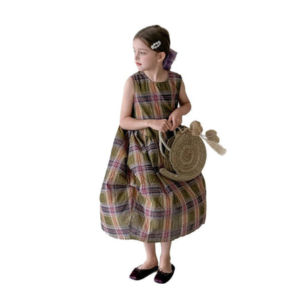 ノースリーブワンピース レトロチェックノースリーブワンピース【mh0010386】