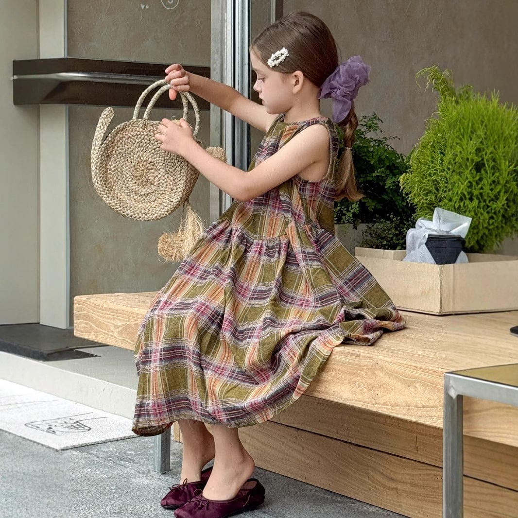 ノースリーブワンピース レトロチェックノースリーブワンピース【mh0010386】